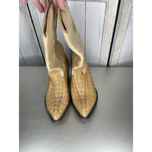 Wild West Western Boots Tan Cream Gator Croc Men\'s Sz 6.5 EE Extra WIDE Exotic main image 8